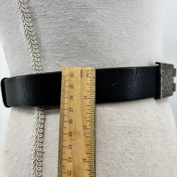 Chico\'s Black Genuine Leather Belt Size Medium Hook Buckle main image 6